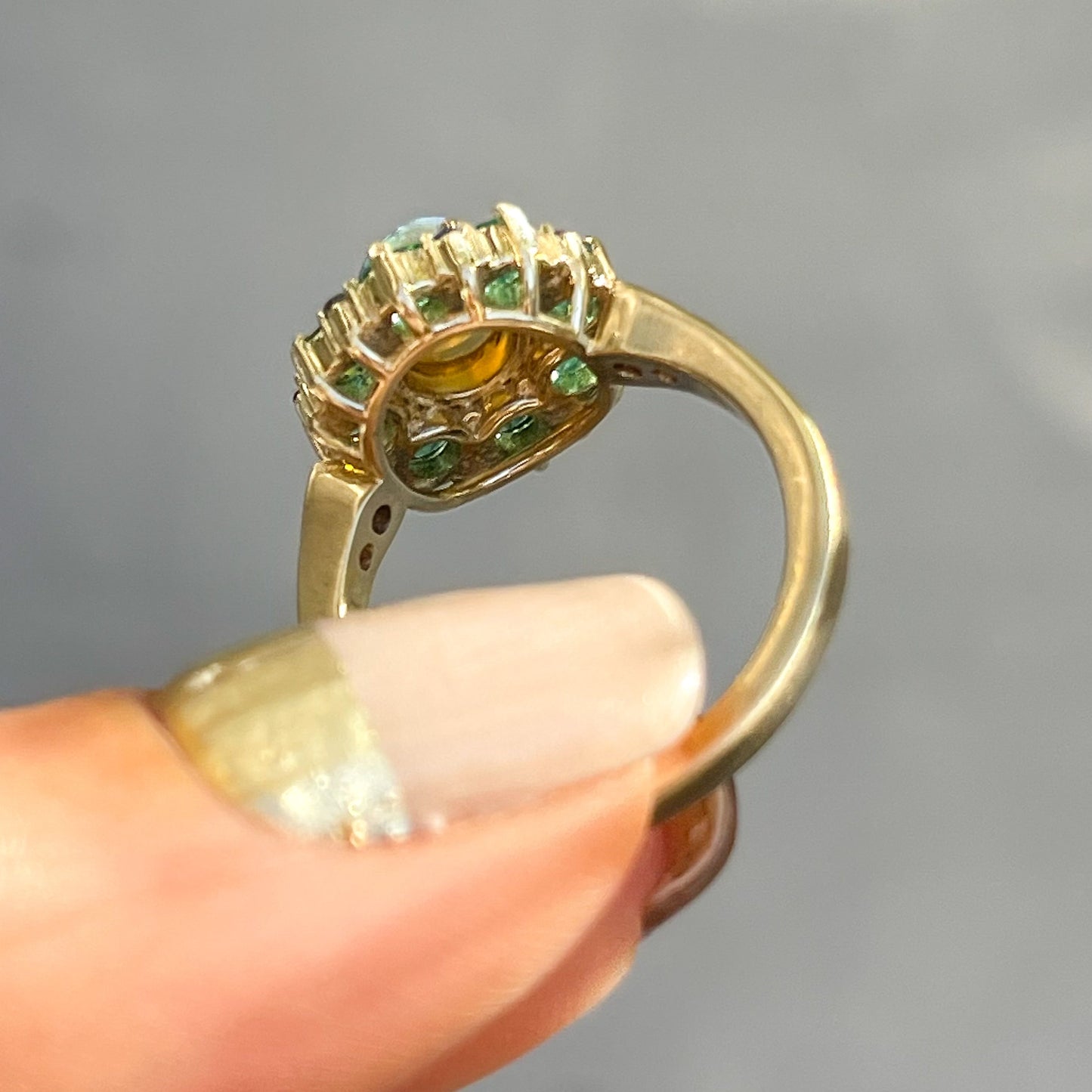 An Australian Opal Ring by NIXIN Jewelry. Shows the underside of the mounting of the natural opal ring.