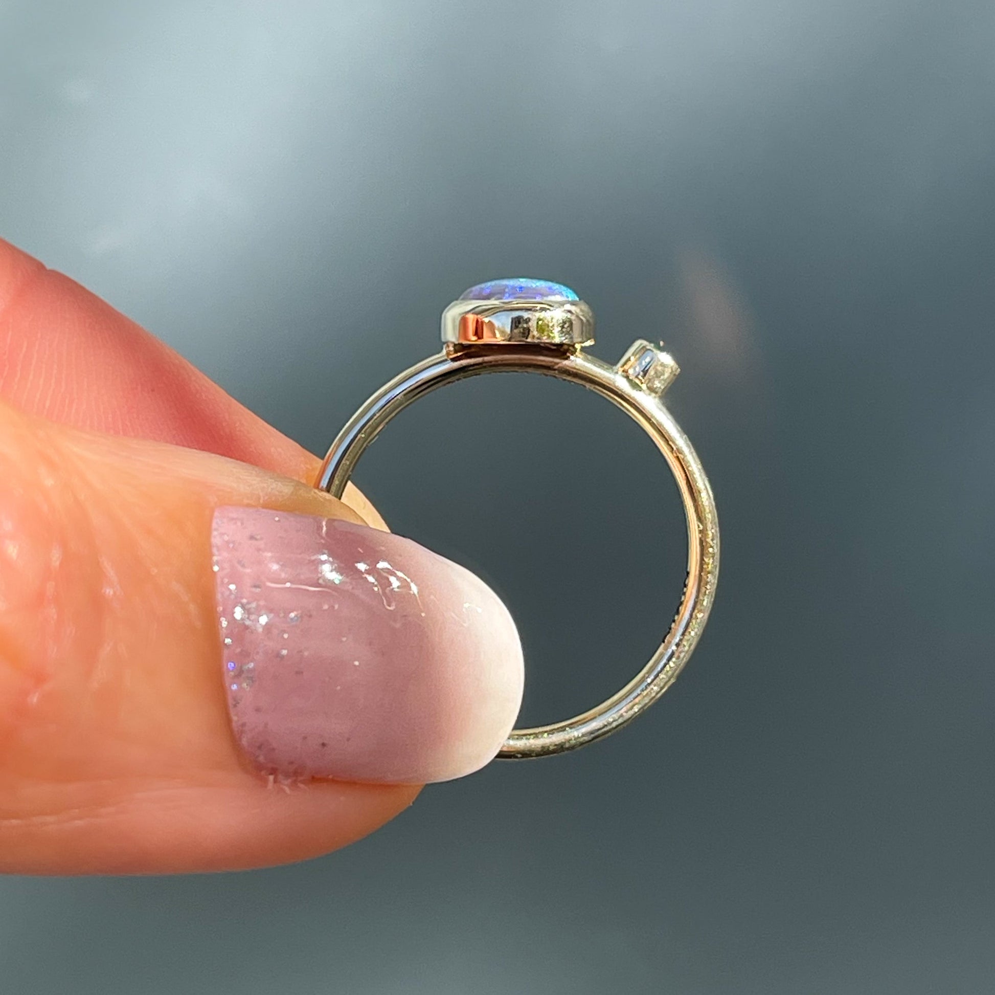 Profile of an Australian Opal Ring by NIXIN Jewelry. A selection from our opal rings for women.