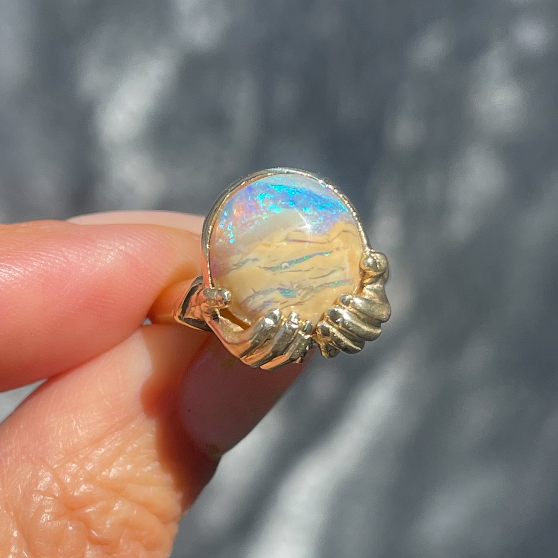 An Australian Opal Ring by NIXIN Jewelry. A unique opal ring with a Boulder Opal.