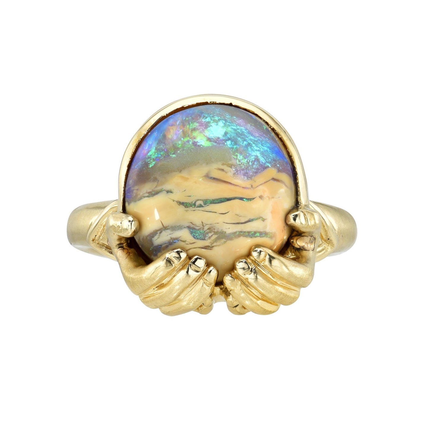 An Australian Opal Ring by NIXIN Jewelry with a Boulder opal set in 14k gold.