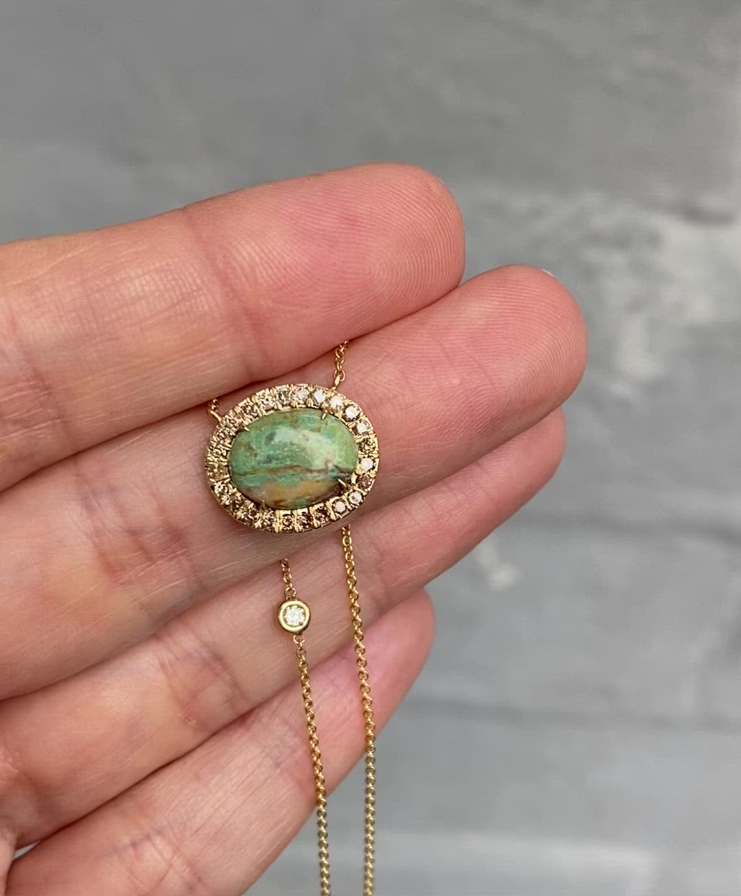 Video of gold turquoise necklace with diamonds by NIXIN Jewelry
