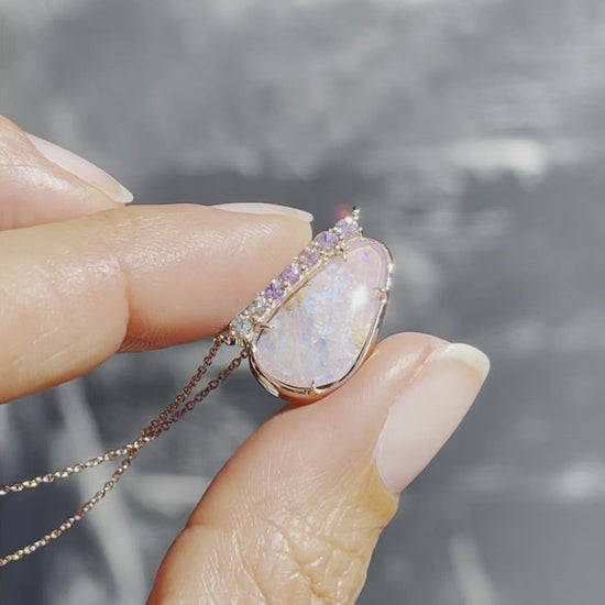 Video of purple and pink opal necklace by NIXIN Jewelry