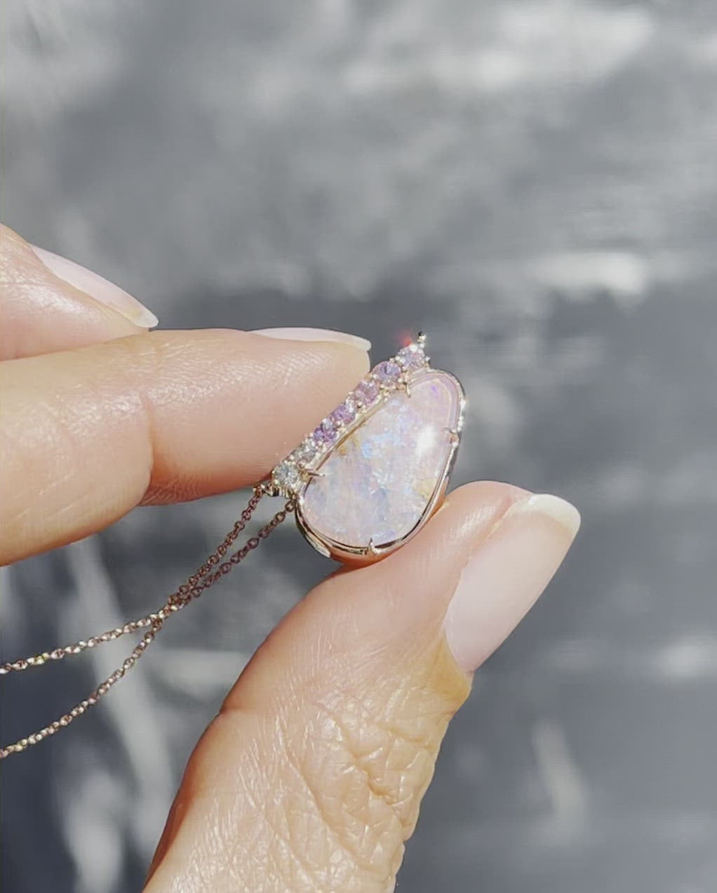 Video of purple and pink opal necklace by NIXIN Jewelry