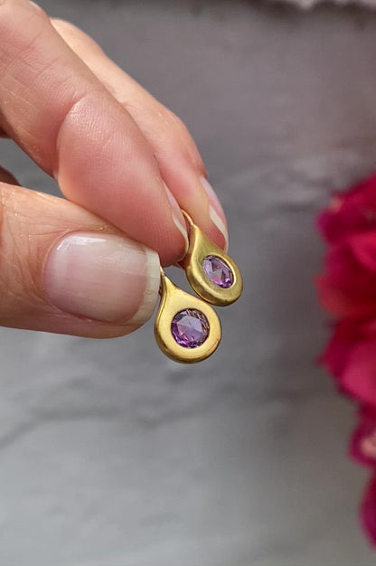 Elixir Rose Cut Purple Sapphire Earrings