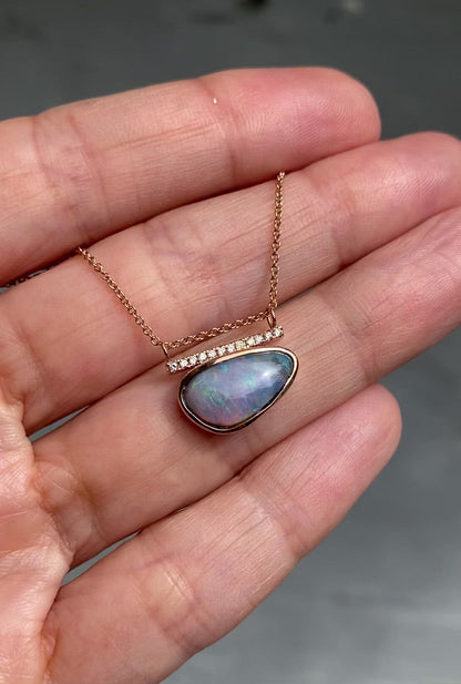 Video of rose gold opal necklace by NIXIN Jewelry