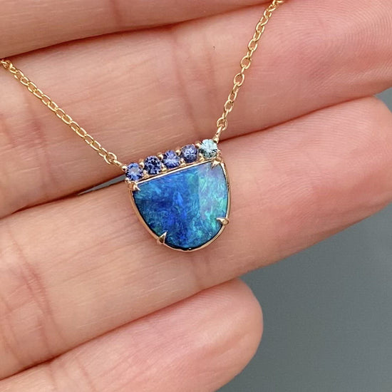 Marine Dreams Blue Boulder Opal Necklace by NIXIN Jewelry