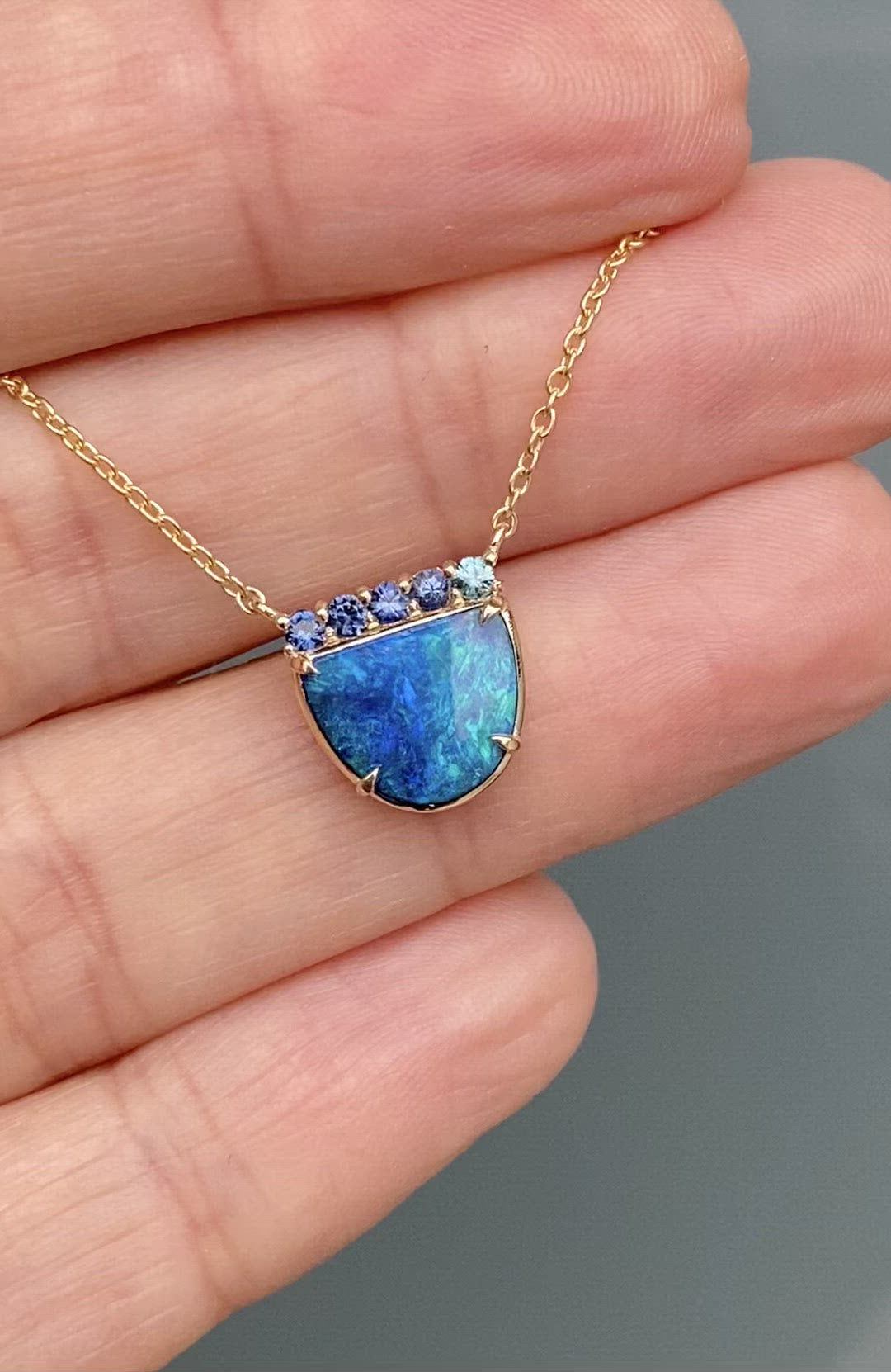 Marine Dreams Blue Boulder Opal Necklace by NIXIN Jewelry