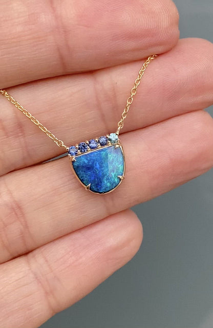 Marine Dreams Blue Boulder Opal Necklace by NIXIN Jewelry
