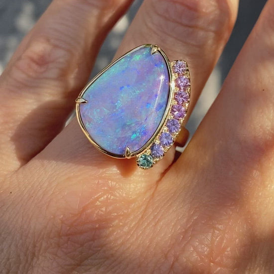 Serendipity Lavender Boulder Opal Gold Ring by NIXIN Jewelry