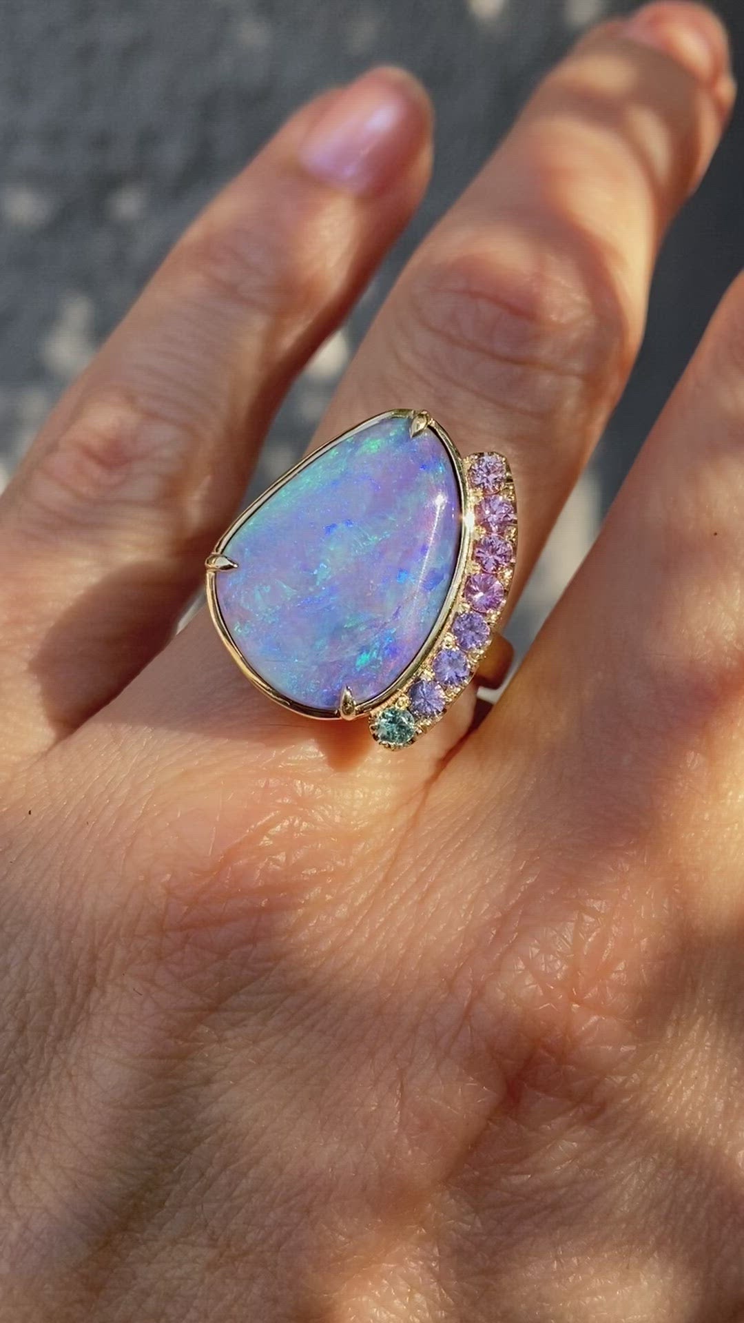 Serendipity Lavender Boulder Opal Gold Ring by NIXIN Jewelry