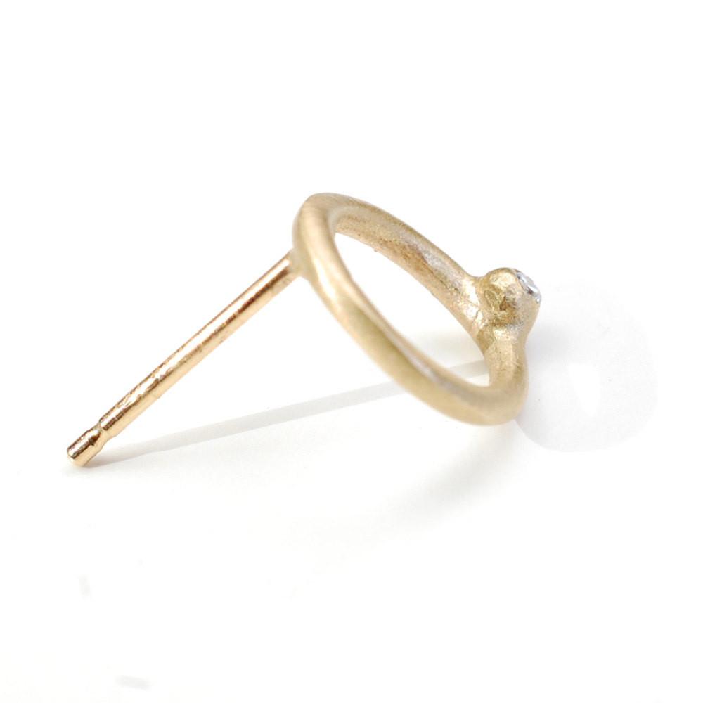 Allu Gold Circle Diamond Stud Earrings-earrings-NIXIN-NIXIN