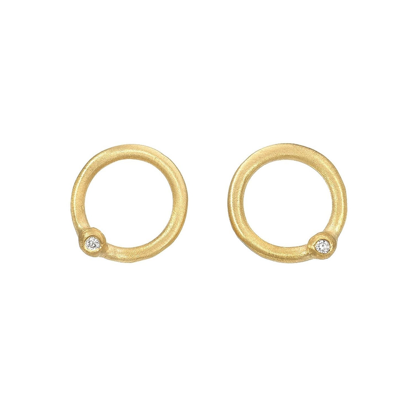 Allu Gold Circle Diamond Stud Earrings-earrings-NIXIN-NIXIN