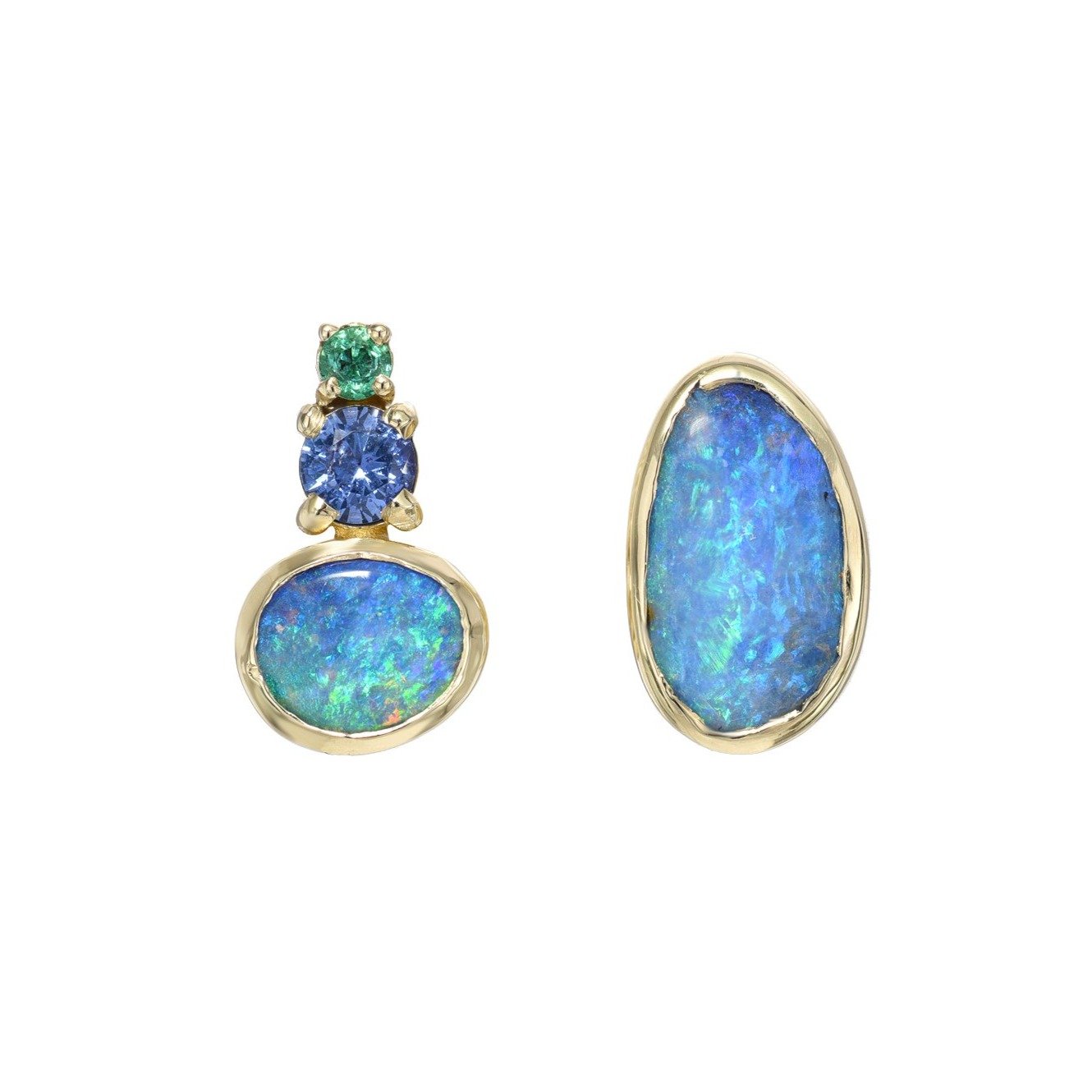 Bali Emerald and Opal Stud Earrings by NIXIN Jewelry