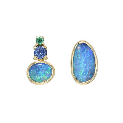 Bali Emerald and Opal Stud Earrings by NIXIN Jewelry