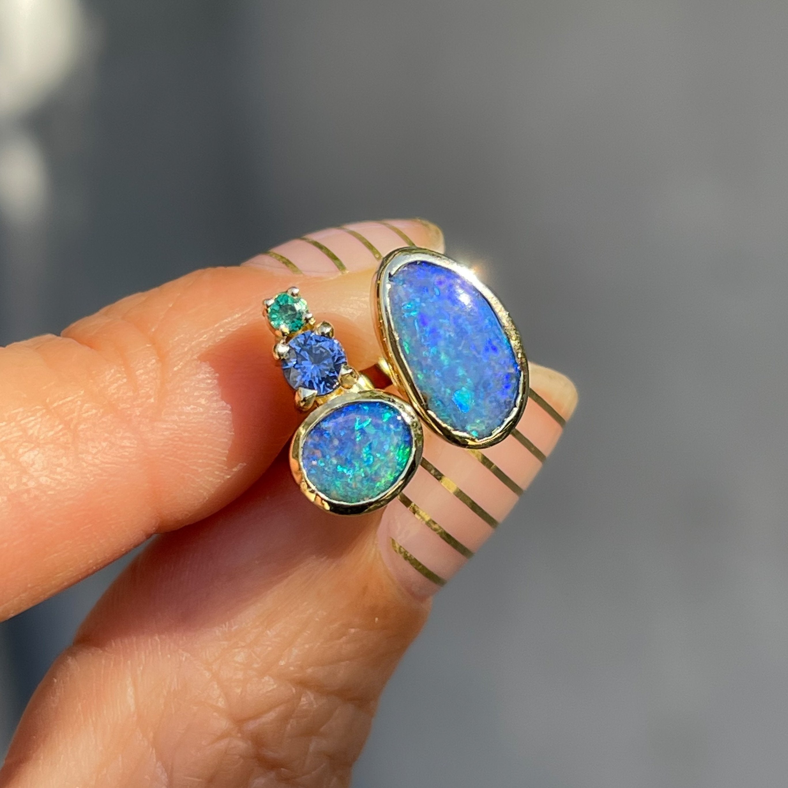 Bali Emerald and Opal Stud Earrings I Blue Opal Earrings I NIXIN