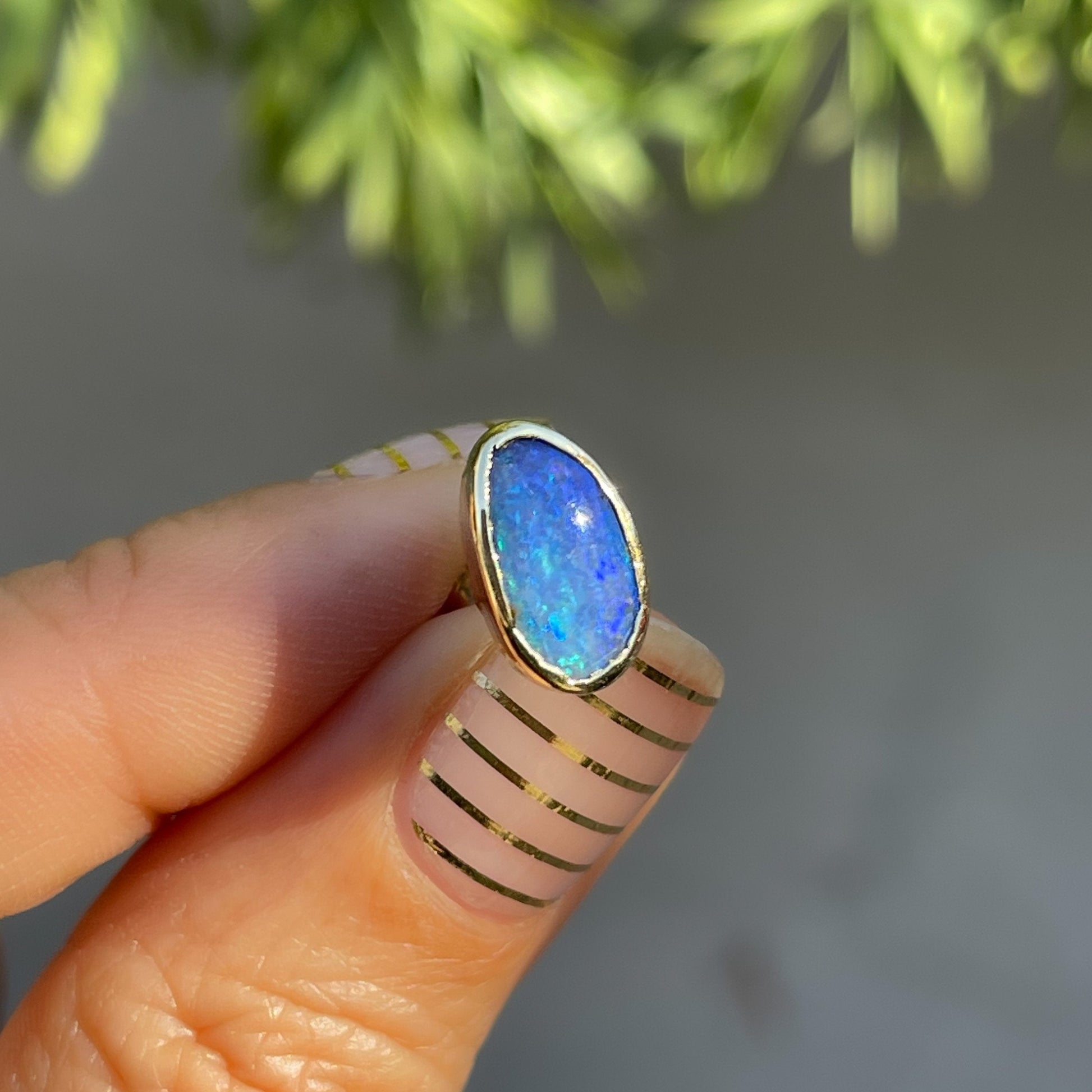 Australian opal earrings with blue opals by NIXIN Jewelry