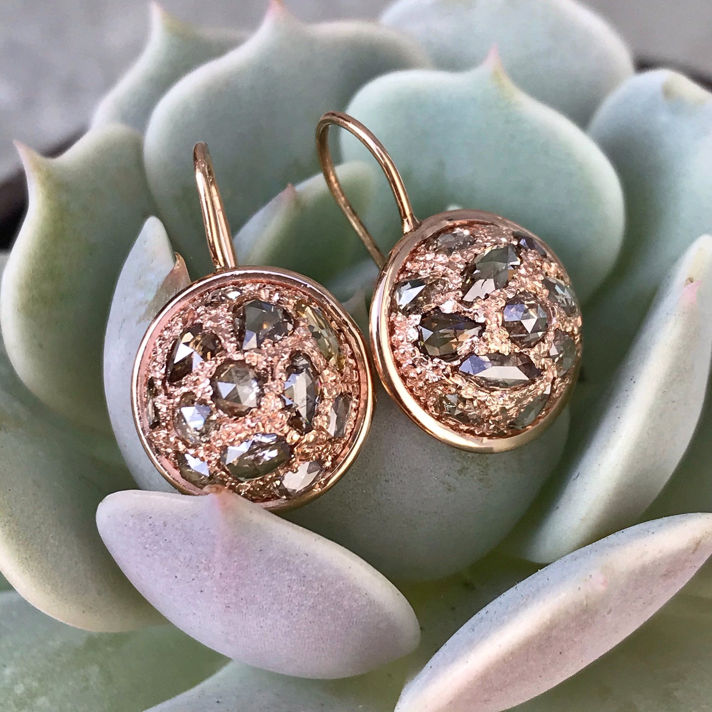 Diamond Duomo Rose Gold Earring-earrings-NIXIN-NIXIN