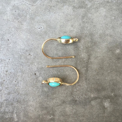 Diamond Terrano Gold Turquoise Drop Earrings Side View