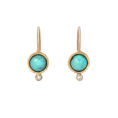 Diamond Terrano Turquoise Dangle Earrings