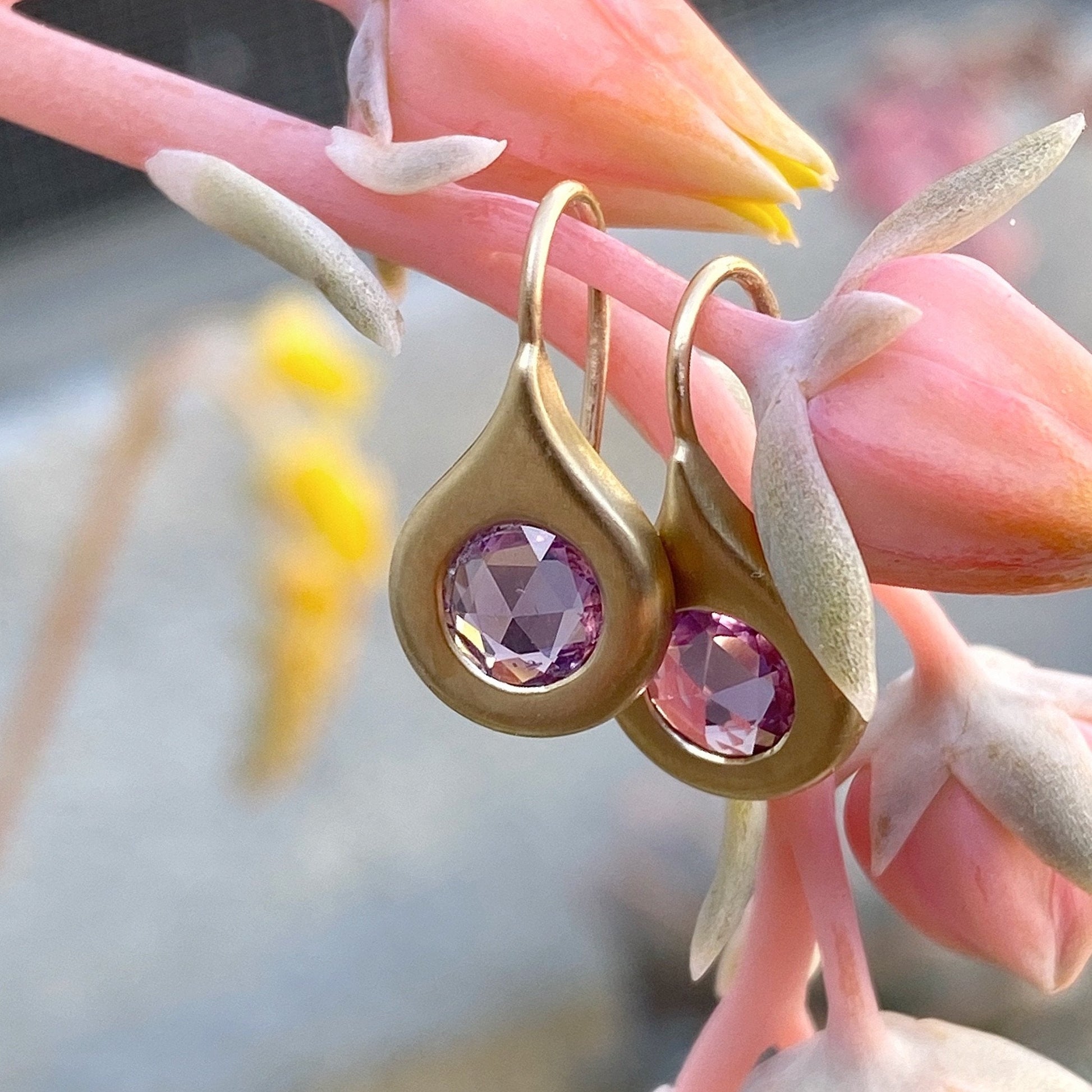 rose cut sapphire earrings