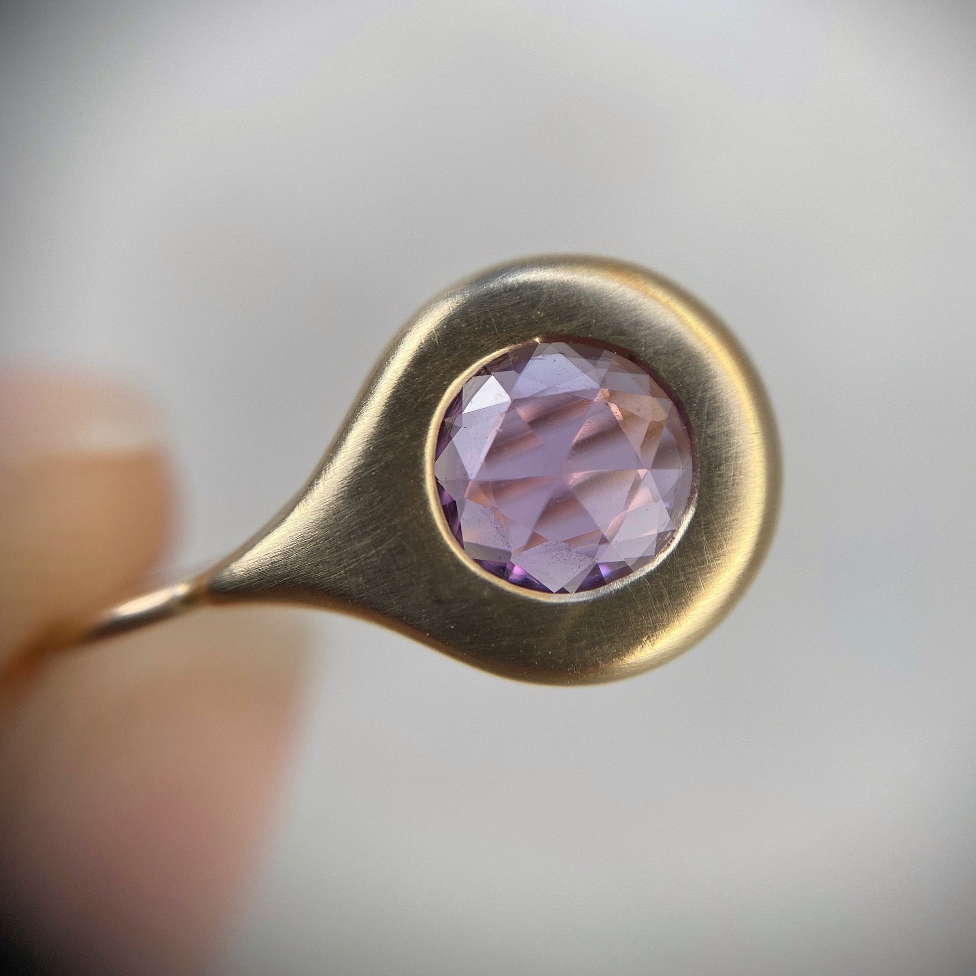 purple rose cut sapphire earrings