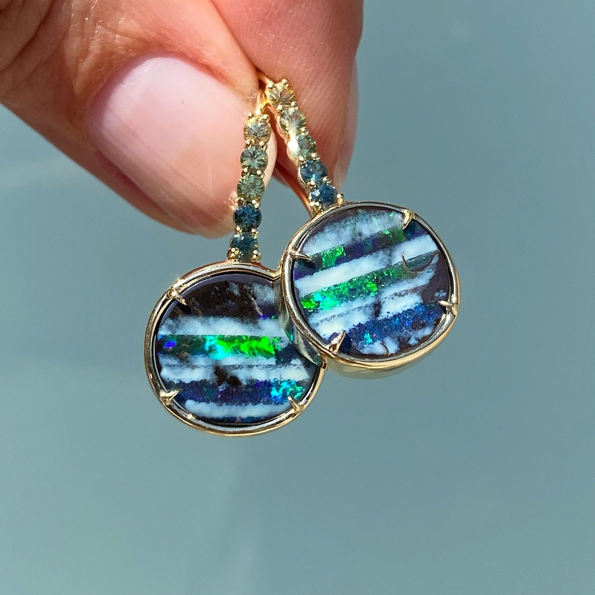 Gold Opal Earrings by NIXIN Jewelry