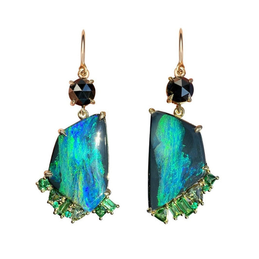 earrings Hidden Valley Green Garnet Black Opal Earrings