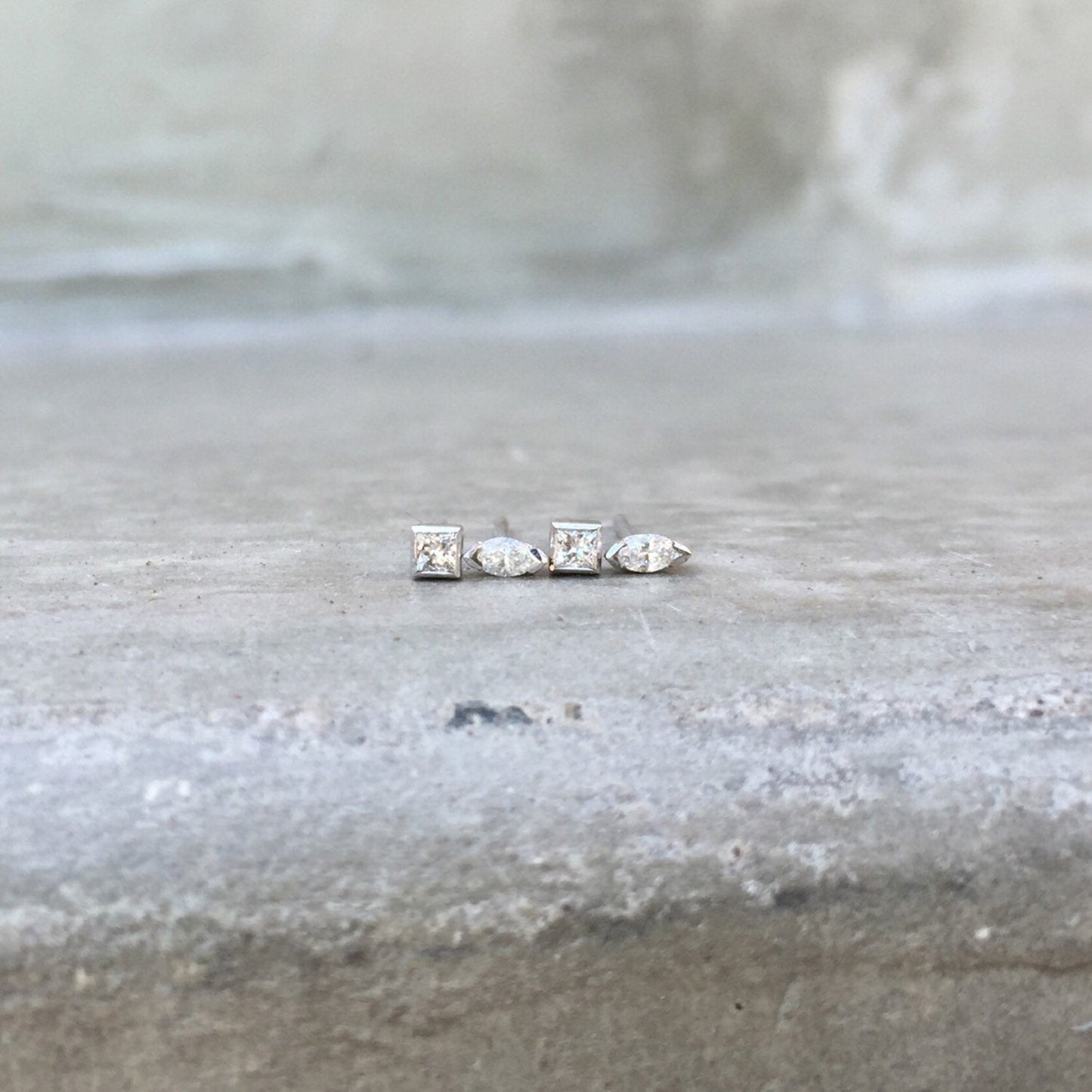 Diamond Stud Earrings Princess Cut