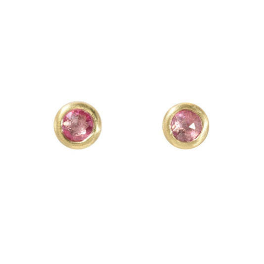 Mercer Pink Sapphire Earrings in 18k Gold by NIXIN Jewelry on white background
