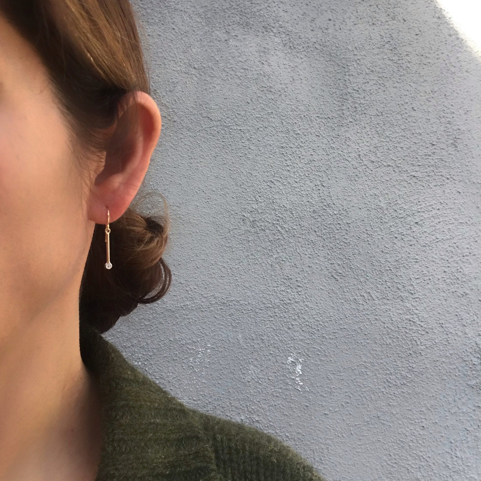 Pendulum Minimalist Gold Diamond Earrings-earrings-NIXIN-Petite Pair-NIXIN