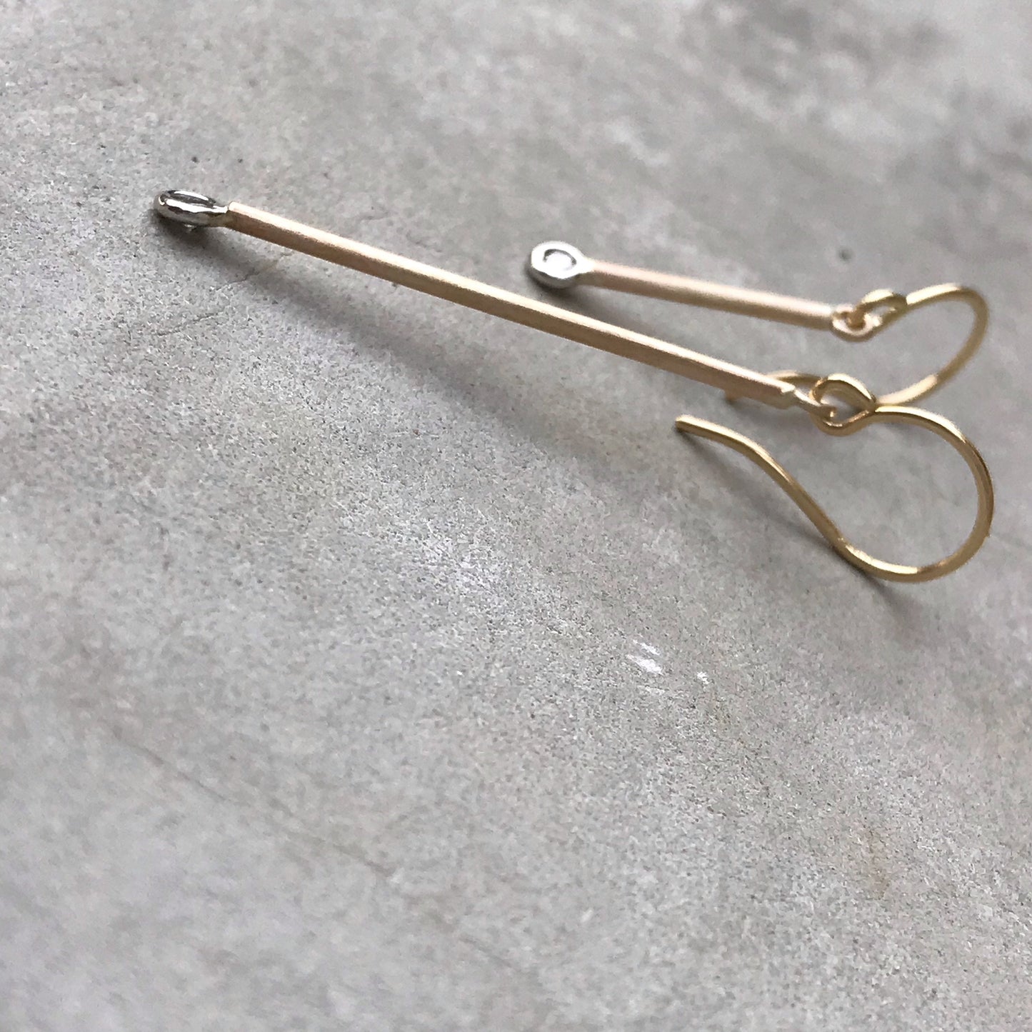 Pendulum Minimalist Rose Gold Diamond Earrings-earrings-NIXIN-Petite Pair-14k Rose Gold-Satin Finish-NIXIN