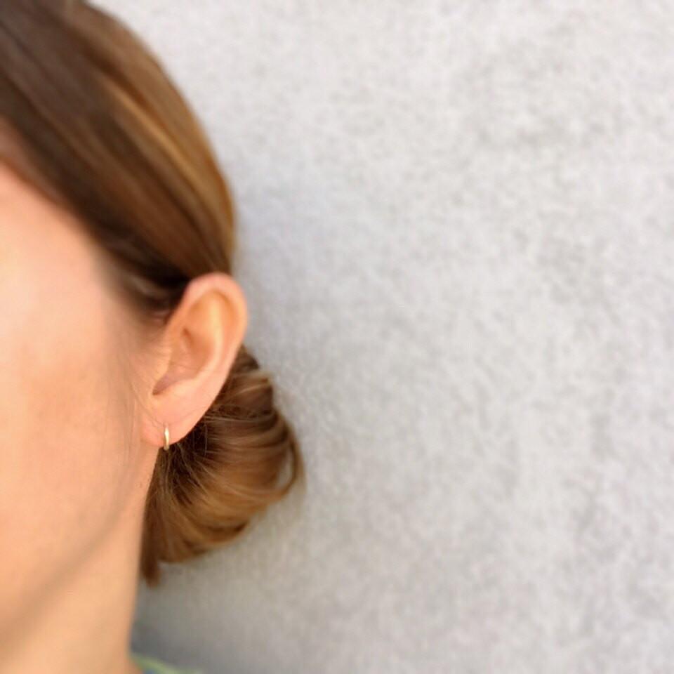 small gold hoops with diamond