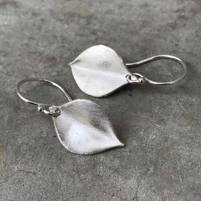 Petite Whisper White Gold Leaf Earrings-earrings-NIXIN-Sterling Silver-NIXIN