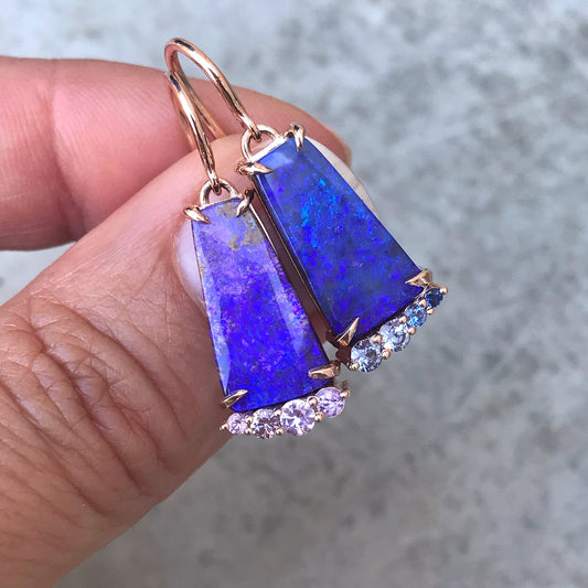 Solstice Blue Boulder Opal Earrings-earrings-NIXIN-NIXIN