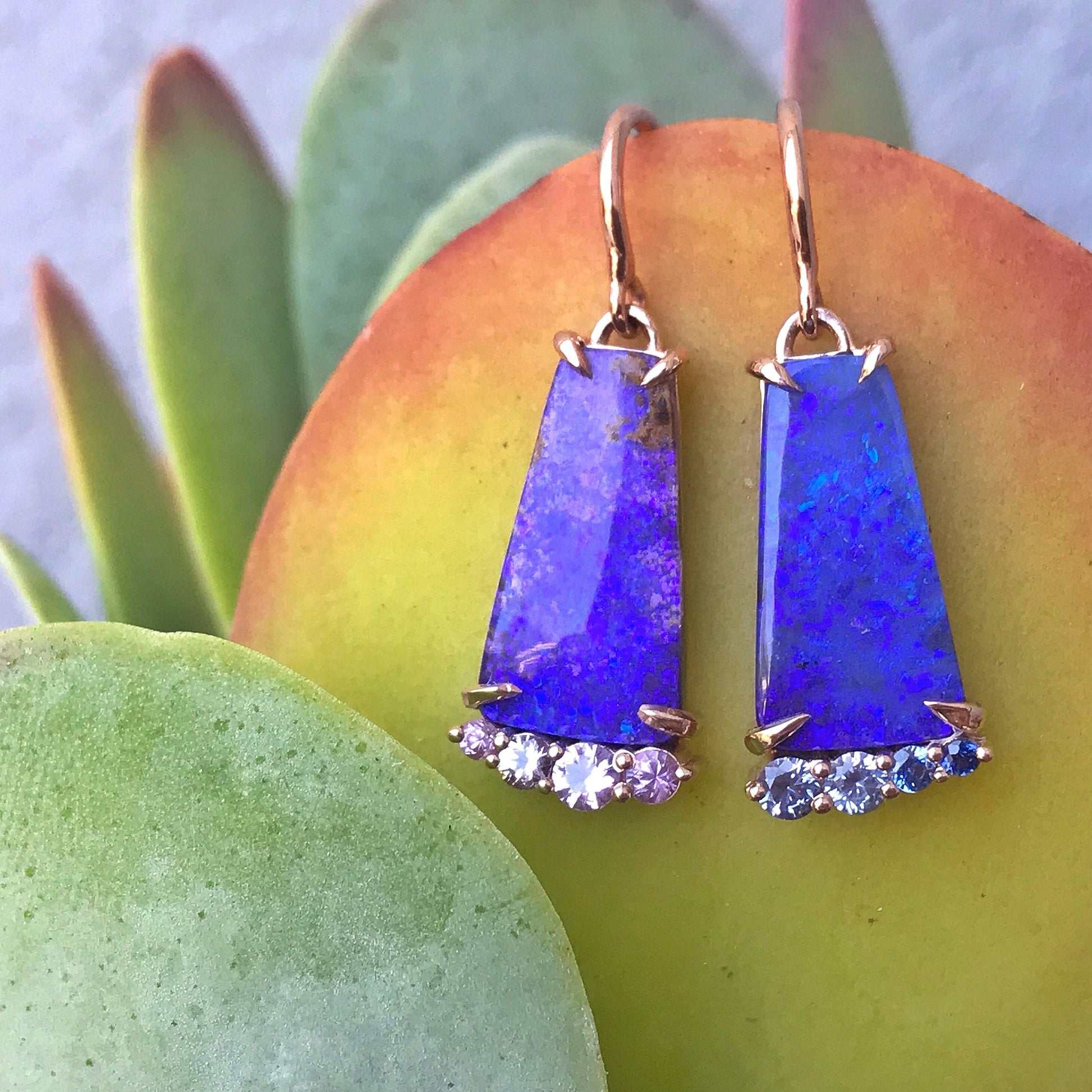 Solstice Blue Boulder Opal Earrings-earrings-NIXIN-NIXIN