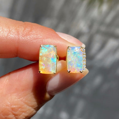 Opal and diamond stud earrings by NIXIN Jewelry