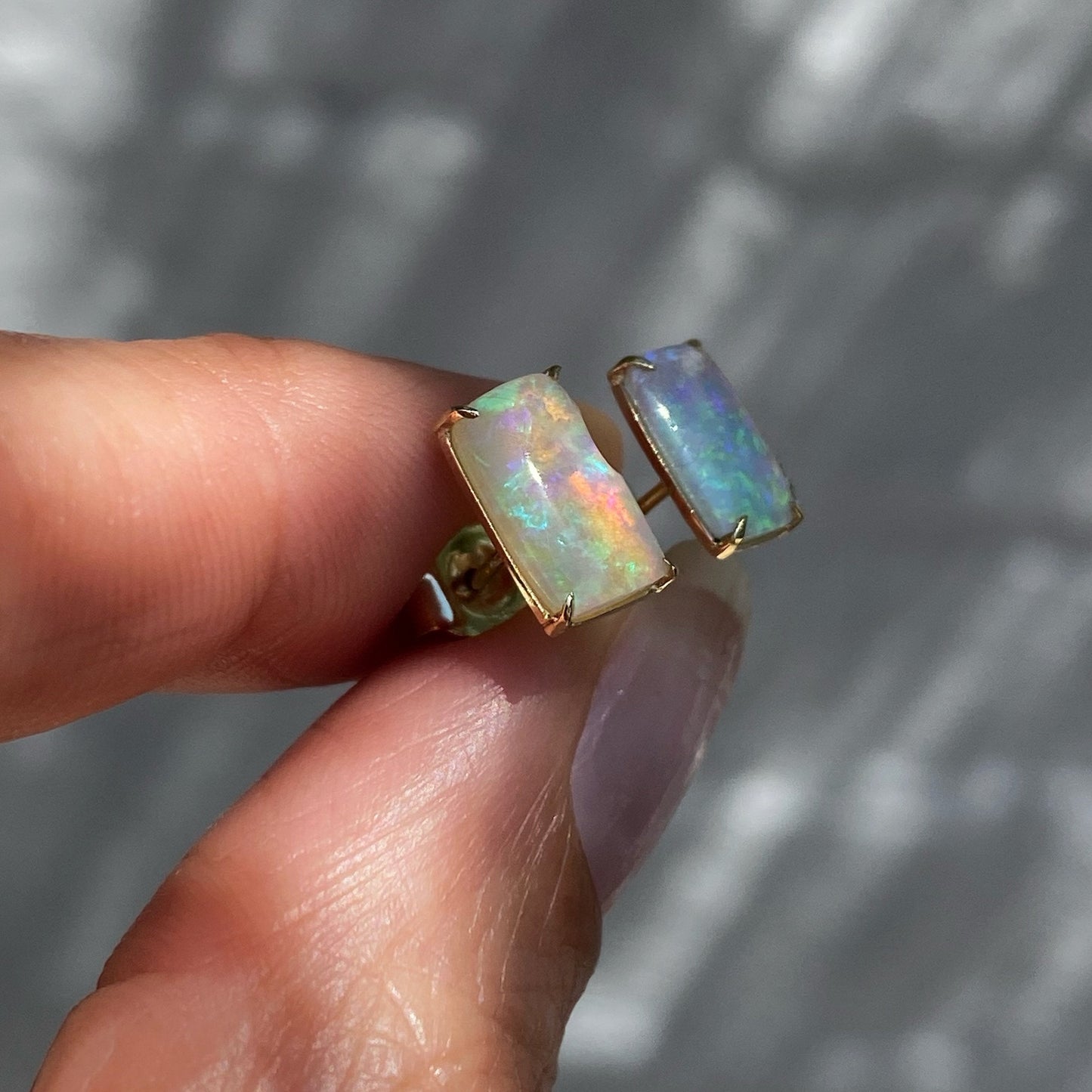 Green opal earrings by NIXIN Jewelry