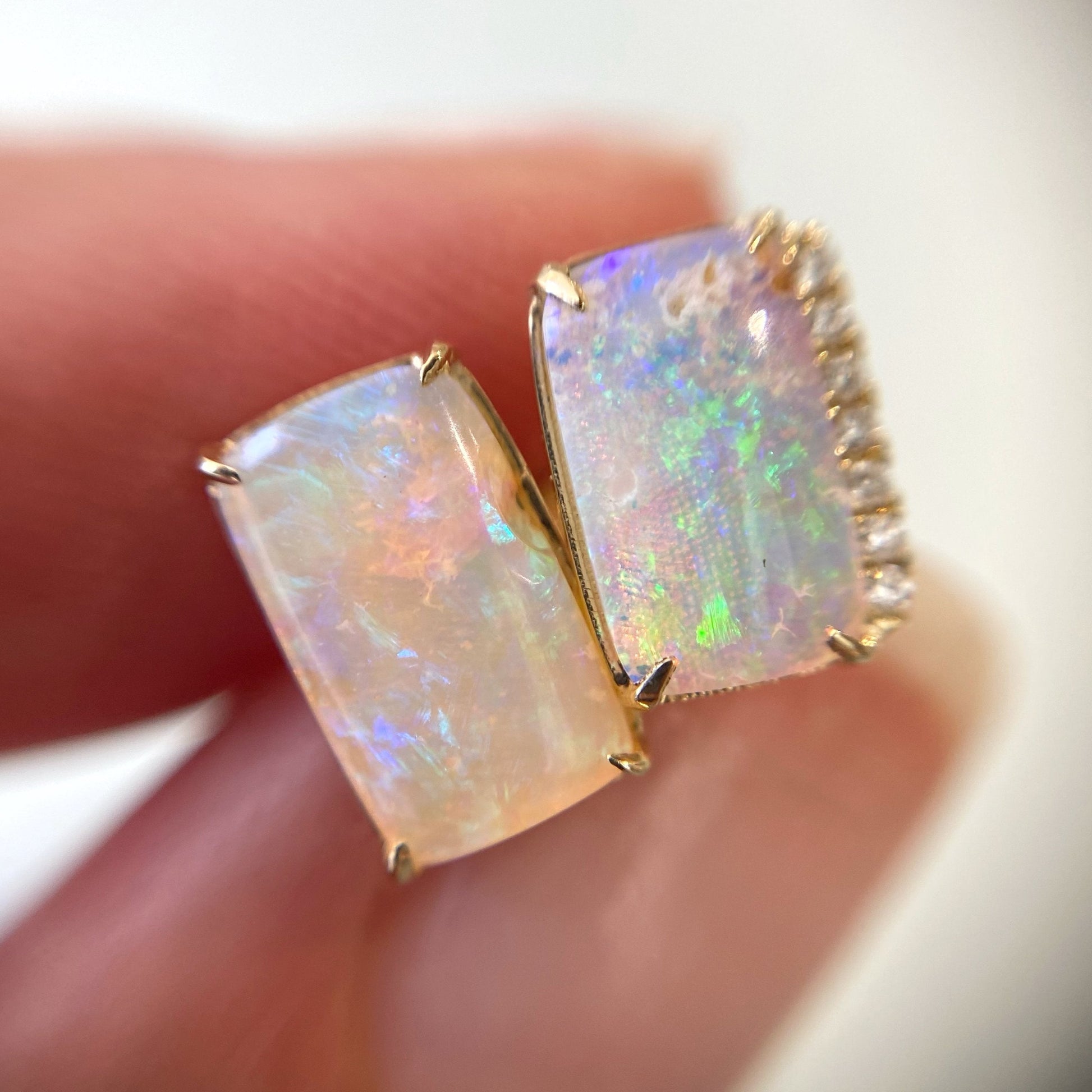 Gold opal earrings by NIXIN Jewelry
