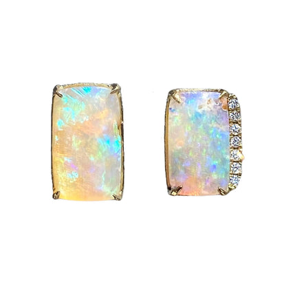 Sunrise asymmetrical opal stud earrings by NIXIN Jewelry