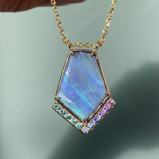 Blue Phoenix Sapphire and Boulder Opal Necklace by NIXIN Jewelry