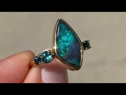 Adrift Tourmaline and Opal Gold Ring