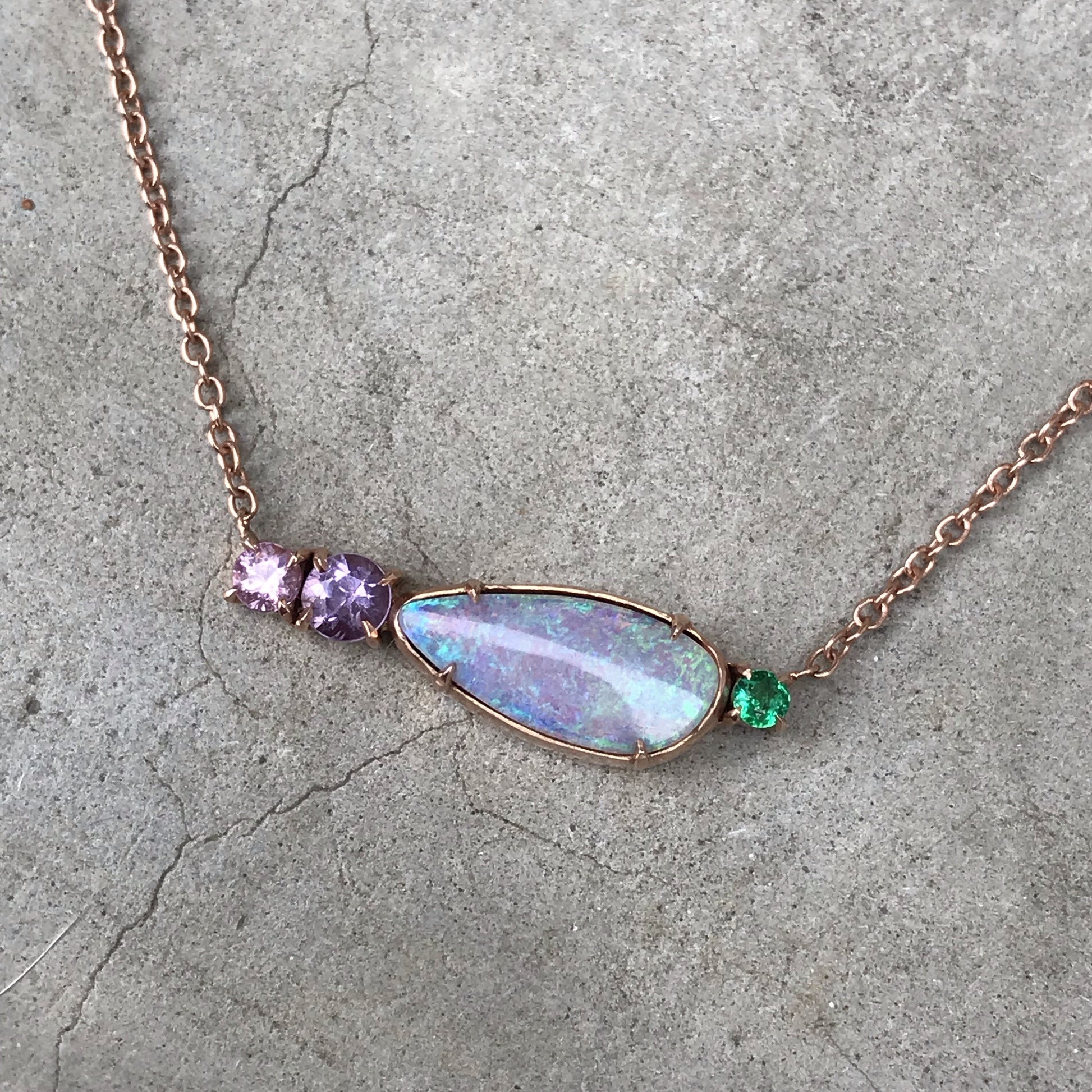 Anemone Lavender Opal Necklace-necklace-NIXIN-NIXIN