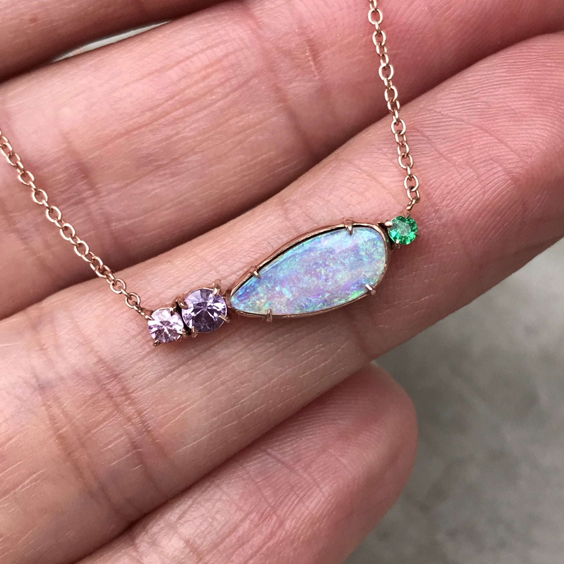 Anemone Lavender Opal Necklace-necklace-NIXIN-NIXIN