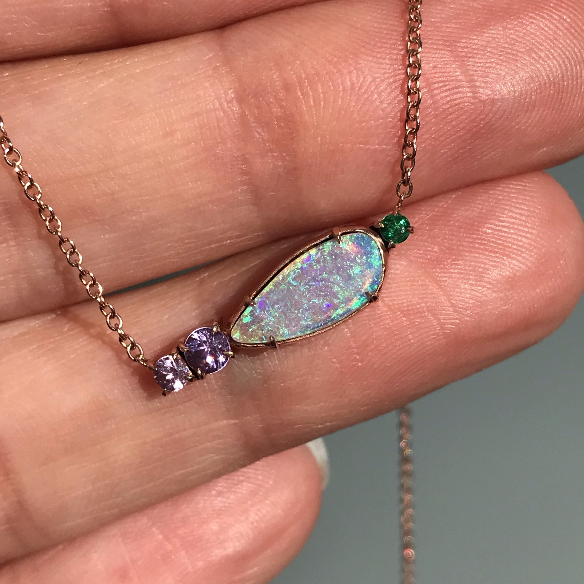 Anemone Lavender Opal Necklace-necklace-NIXIN-NIXIN