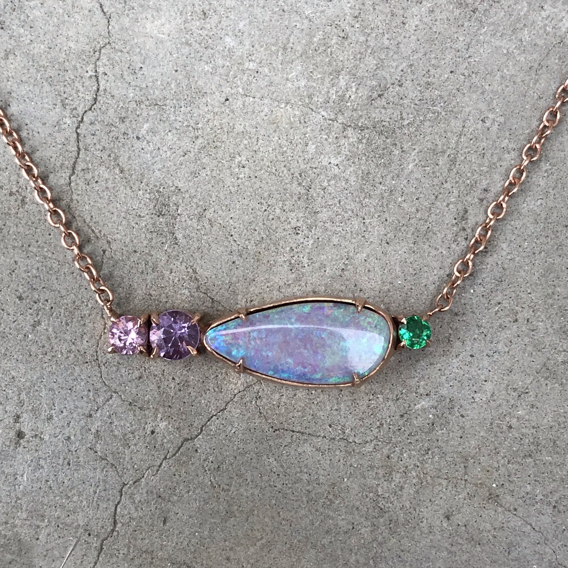 Anemone Lavender Opal Necklace-necklace-NIXIN-NIXIN