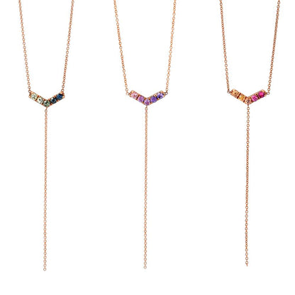 Anguilla Chev Lariat Ombré Sapphire Necklace line + hue collaboration with NIXIN Jewelry