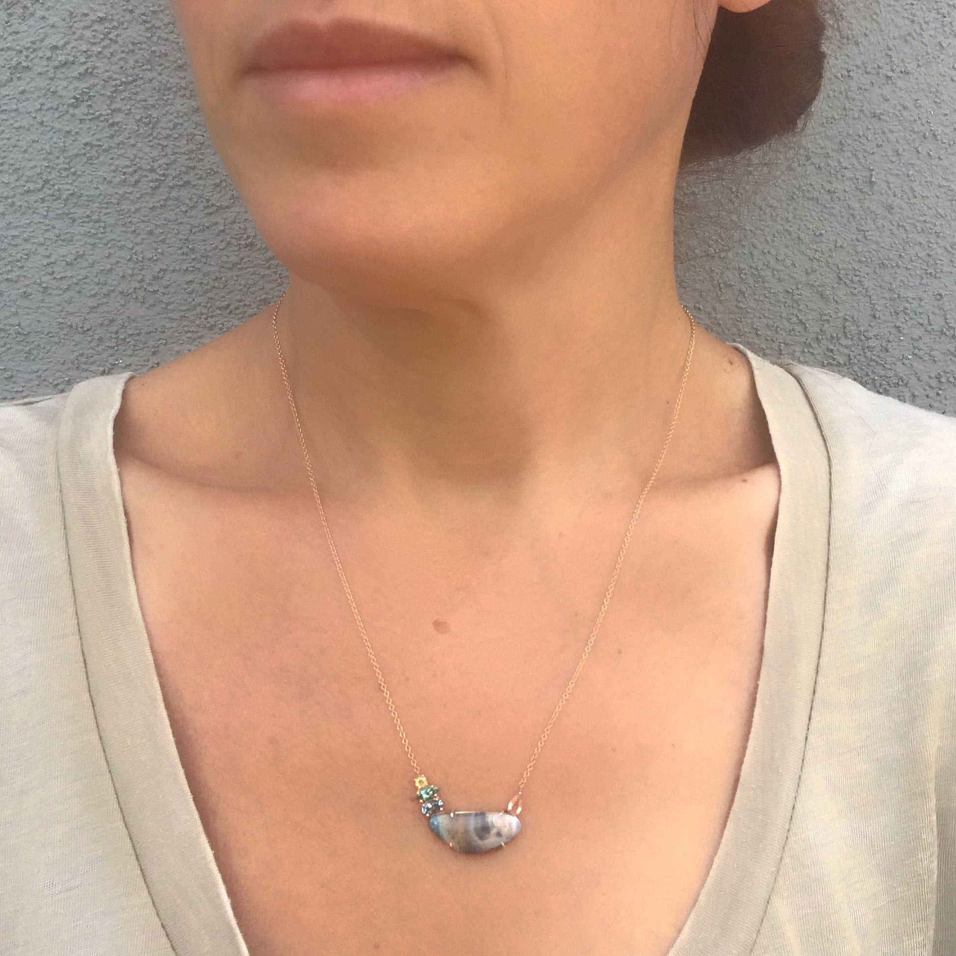 Aphrodite Boulder Opal Gold Necklace-necklace-NIXIN-NIXIN