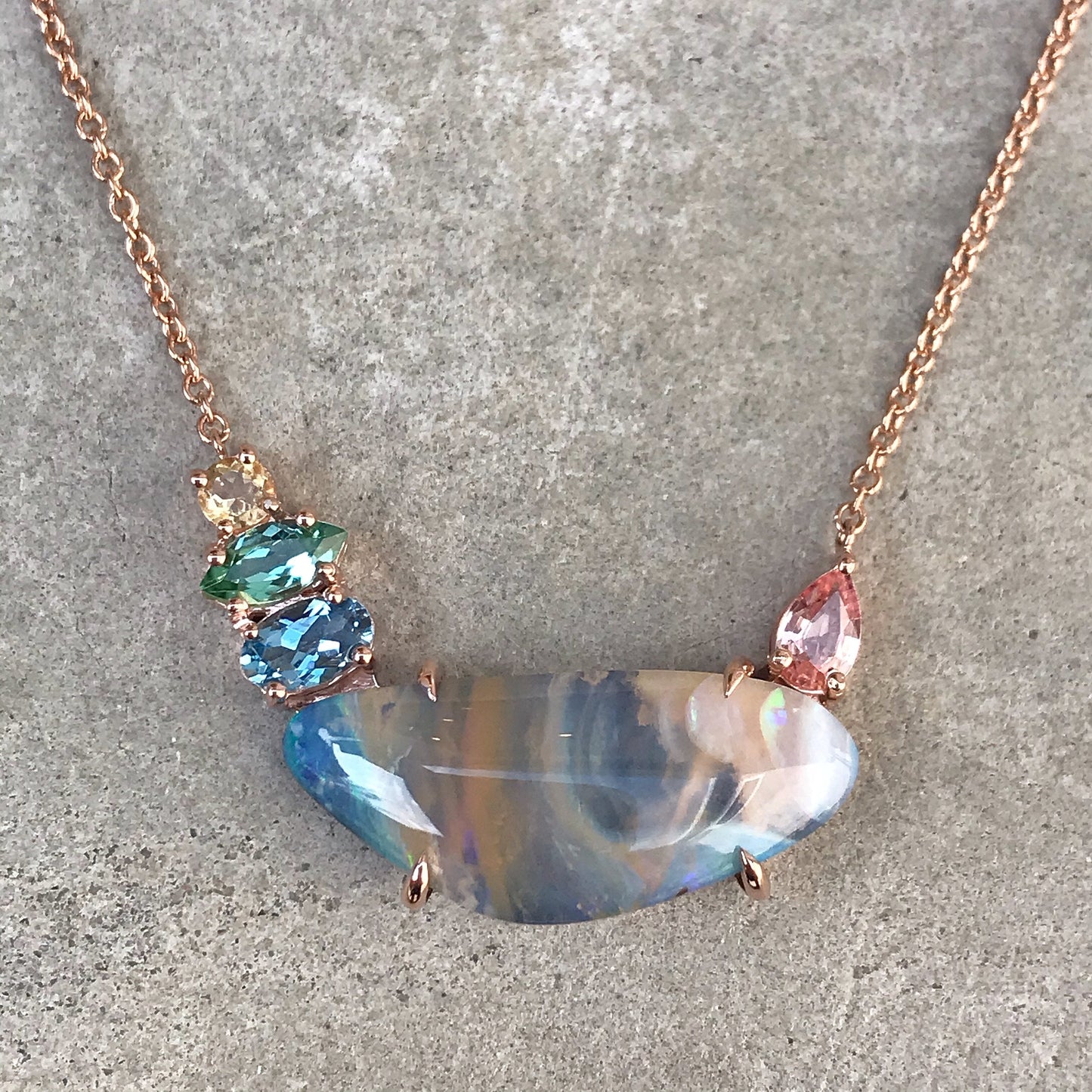Aphrodite Boulder Opal Gold Necklace-necklace-NIXIN-NIXIN