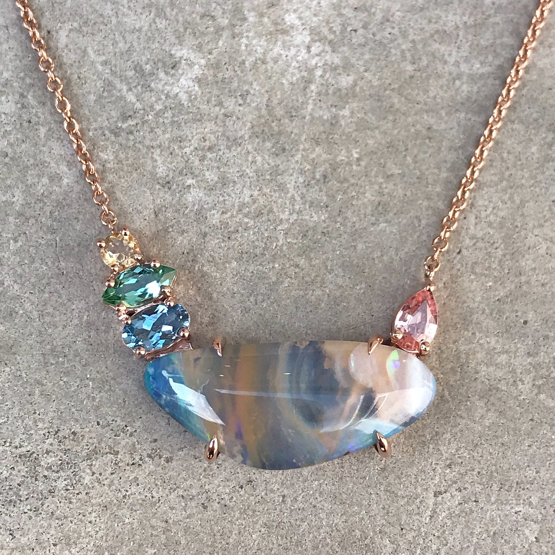 Aphrodite Boulder Opal Gold Necklace-necklace-NIXIN-NIXIN