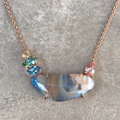 Aphrodite Boulder Opal Gold Necklace-necklace-NIXIN-NIXIN